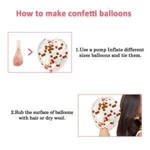 Janinus Rose Gold Balloons Garland Arch Kit- 5+12+18 Inch Rose Gold White Confetti Birthday Balloons Decorations For Women Girls Princess Engagement Wedding Birthday Party decorations