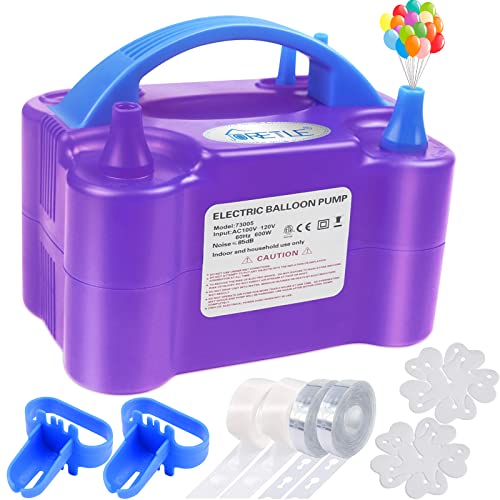 Electric Balloon Pump Portable Balloon Pump Electric Air Balloon Pump Electric Balloon Inflator, Balloon Decorations for Birthday Parties, Weddings, Festivals and Party（Purple）