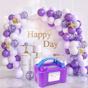 Electric Balloon Pump Portable Balloon Pump Electric Air Balloon Pump Electric Balloon Inflator, Balloon Decorations for Birthday Parties, Weddings, Festivals and Party（Purple）