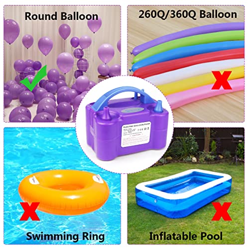 Electric Balloon Pump Portable Balloon Pump Electric Air Balloon Pump Electric Balloon Inflator, Balloon Decorations for Birthday Parties, Weddings, Festivals and Party（Purple）