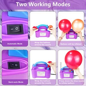 Electric Balloon Pump Portable Balloon Pump Electric Air Balloon Pump Electric Balloon Inflator, Balloon Decorations for Birthday Parties, Weddings, Festivals and Party（Purple）