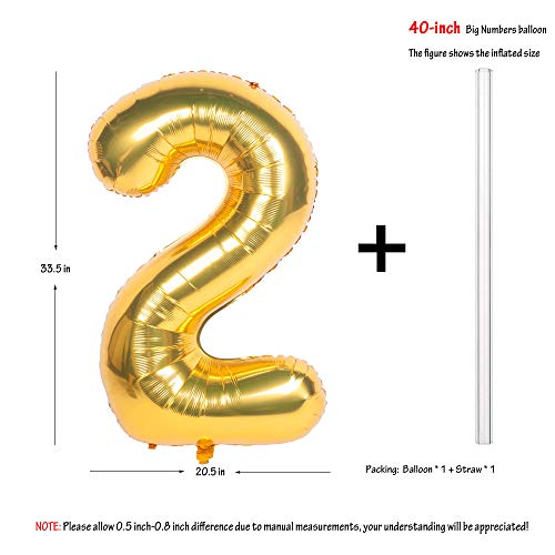 40 Inch Gold Digit Helium Foil Birthday Party Balloons (Gold 2)