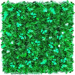 32.8 feet st patrick’s day garland shamrock green tinsel garland glitter st patrick’s day decorations metallic shiny twist tinsel garland for st. patrick’s day party tree home decoration