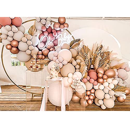 DIY Boho Balloon Garland Arch Kit 147Pcs Double Stuffed Balloon Garland Kit Supplies Retro Dusty Pink Cream Peach Chrome Rose Gold Balloons for Baby&Bridal Shower, Birthday Wedding,Anniversary Party