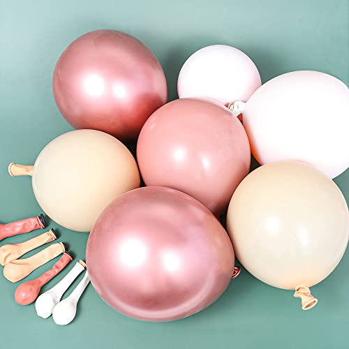 DIY Boho Balloon Garland Arch Kit 147Pcs Double Stuffed Balloon Garland Kit Supplies Retro Dusty Pink Cream Peach Chrome Rose Gold Balloons for Baby&Bridal Shower, Birthday Wedding,Anniversary Party