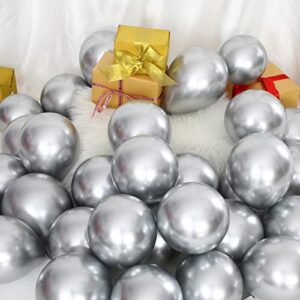100 pieces 5 inch metallic gold balloons decorative latex balloons for birthday wedding engagement festival party decorations (silver)