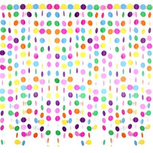 RUBFAC 5pcs Colorful Paper Garland Circle Dots Party Hanging Rainbow Decorations for Birthday Wedding Baby Shower Classroom Candyland Streamers Party Supplies (66ft)