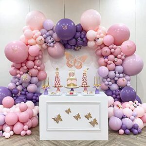 180pcs pastel pink purple balloon garland arch kit butterfly stickers baby shower decorations for girl birthday party bridal shower bachelorette engagement party decorations by qifu