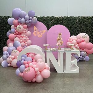 180pcs Pastel Pink Purple Balloon Garland Arch Kit Butterfly Stickers Baby Shower Decorations for Girl Birthday Party Bridal Shower Bachelorette Engagement Party Decorations by QIFU