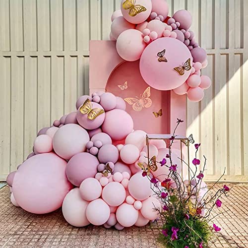 180pcs Pastel Pink Purple Balloon Garland Arch Kit Butterfly Stickers Baby Shower Decorations for Girl Birthday Party Bridal Shower Bachelorette Engagement Party Decorations by QIFU