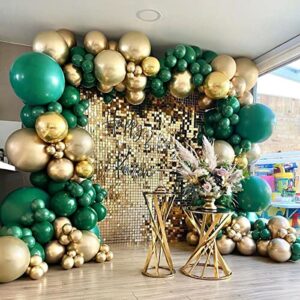green and gold balloon arch garland kit-metallic gold balloon dark green balloon 135pcs for birthday,baby shower,christmas,gender reveal,wedding party decoration.