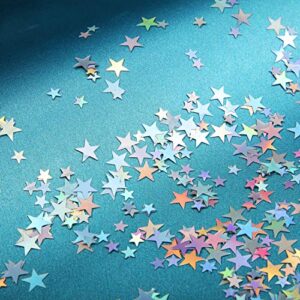 HESTYA 60 g Star Confetti Glitter Star Table Confetti Metallic Foil Stars for Party Wedding Festival Decorations (Holographic Silver, 10mm and 6mm)