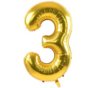 40 inch gold large numbers balloons0-9,number 3 digit helium balloons,foil mylar big number balloons for birthday party supplies decorations
