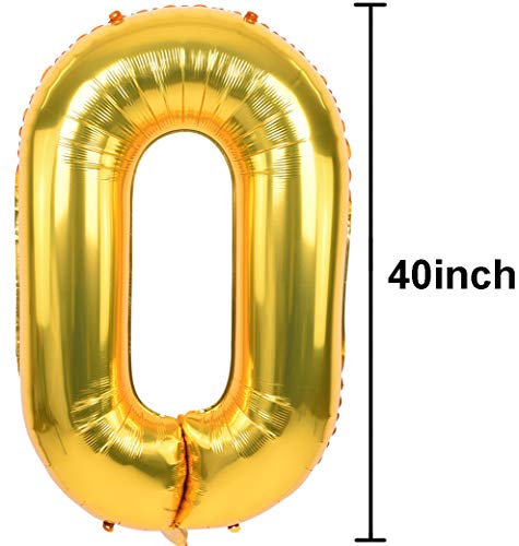 40 Inch Gold Large Numbers Balloons0-9,Number 3 Digit Helium Balloons,Foil Mylar Big Number Balloons for Birthday Party Supplies Decorations