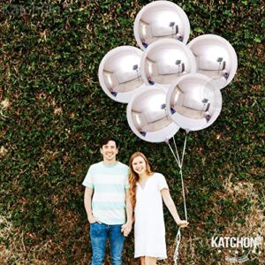 KatchOn, 22 Inch Metallic Silver Balloons - Pack of 6 | Giant, 4D Round 360 Degree Silver Balloons for Birthday Decorations | Silver Mylar Balloons, Bachelorette Party | Graduation Decorations 2023