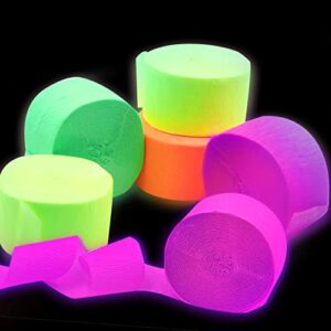 400feet glow in the dark party supplies streamers glow crepe paper streamer uv blacklight fluorescent neon paper streamers for glow party supplies and decorations wedding birthday party decorations