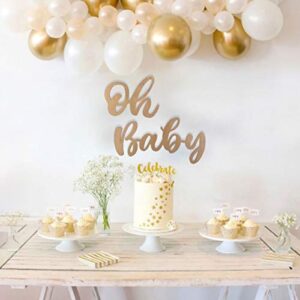 Wood Gold Baby Sign Baby Shower Banner for 1st Birthday Backdrop, Baby Party Sign Wooden Cutout Nursery Decor, Baby Party Banner Event Decorations for Gender Reveal Backdrop ,Baby Announcements