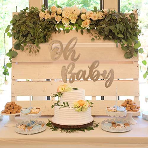 Wood Gold Baby Sign Baby Shower Banner for 1st Birthday Backdrop, Baby Party Sign Wooden Cutout Nursery Decor, Baby Party Banner Event Decorations for Gender Reveal Backdrop ,Baby Announcements