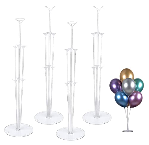 LANGXUN 4 Set 28" Height Table Balloon Stand Kit for Birthday Party Decorations and Wedding Decorations, Happy Birthday Balloons Decorations for Party and Christmas Balloon Decorations (4 Pack)