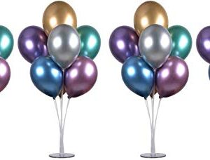 LANGXUN 4 Set 28" Height Table Balloon Stand Kit for Birthday Party Decorations and Wedding Decorations, Happy Birthday Balloons Decorations for Party and Christmas Balloon Decorations (4 Pack)