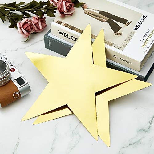 Gold Star Cutouts Double Printed Paper Stars Decoration for Wedding Party Supplies, 11 Inches (24 Pieces)