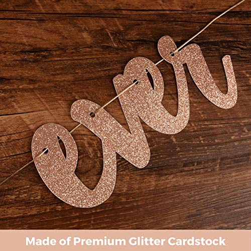 3Pcs Rose Gold Glitter Love Laughter and Happily Ever After Banner - Wedding Shower Decorations - Bridal Shower Decorations - Bachelorette, Bridal & Engagement Party Decorations (Pre-Strung Signs)