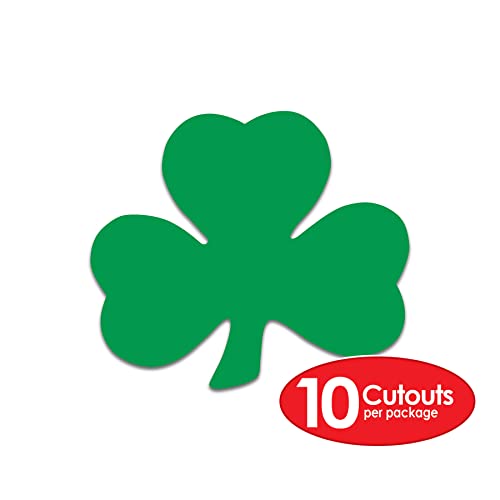 Beistle Green Shamrock Cutouts 10 Piece St Patrick's Day Decorations, Wall Silhouettes