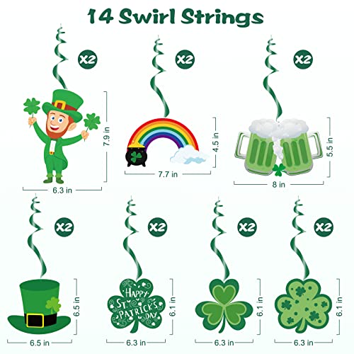 St Patricks Day Decorations, St Patricks day decor Set with 1 Lucky Banner, 1 Felt Shamrock Garland, 14 Swirl Strings, 4 Glitter Shamrock Strings, 6 Tissue Pom Poms, 2 Paper Fans for Party Supplies