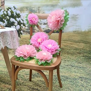 Mybbshower Pinks Flowers Decoration (11''-7'' Assorted) 6 pcs Artificial Tissue Paper Peony Nursery Wall Bridal Shower Centerpiece Baby Girl Birthday Tea Party