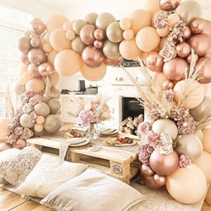 blush ivory balloons garland kit pastel ivory nude brown rose gold metallic double stuffed balloons arch kit for bridal engagement baby shower birthdays weddings boho party decoration