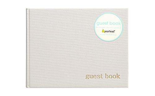 Pearhead Baby Shower Guest Book, Gender Neutral, Classic Neutral Guest Book for Weddings and Events, 100 Blank Pages, Ivory Linen with Gold Print