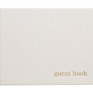 Pearhead Baby Shower Guest Book, Gender Neutral, Classic Neutral Guest Book for Weddings and Events, 100 Blank Pages, Ivory Linen with Gold Print