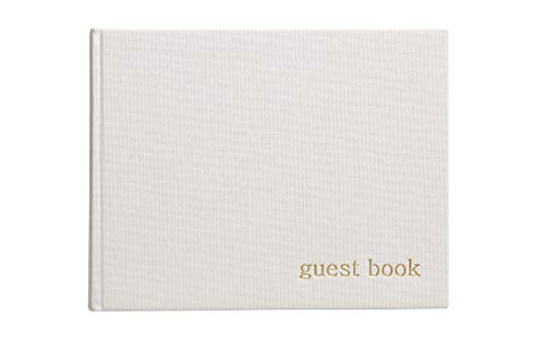 Pearhead Baby Shower Guest Book, Gender Neutral, Classic Neutral Guest Book for Weddings and Events, 100 Blank Pages, Ivory Linen with Gold Print