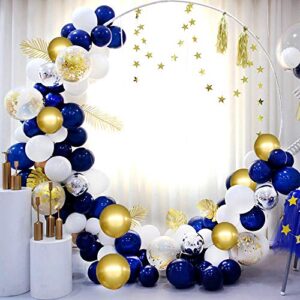 RUBFAC Navy Blue Gold Balloon Garland Arch Kit 146pcs Royal Blue Gold White Balloons for Graduation Birthday Party Baby Shower Decoration