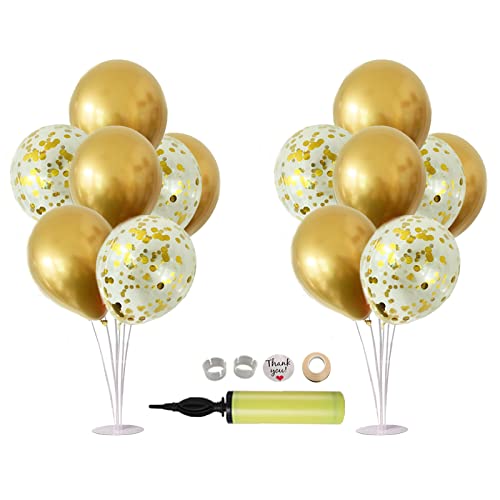 Balloon Stand, Gold Balloon Centerpieces for Tables, Graduation Party Decorations Baby Shower Engagement 1st 2nd 16th 18th 21th 30th 40th 50th 60th 70th 80th 90th 100th Birthday Decorations, Set of 2