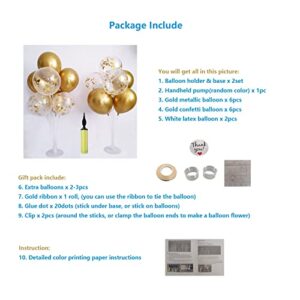 Balloon Stand, Gold Balloon Centerpieces for Tables, Graduation Party Decorations Baby Shower Engagement 1st 2nd 16th 18th 21th 30th 40th 50th 60th 70th 80th 90th 100th Birthday Decorations, Set of 2