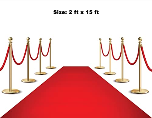 Red Carpet Floor Runner Hollywood Party Decoration Fabric 100 GSM (Red, 2x15 Feet)