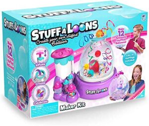 stuffaloons – deluxe stuffed balloon maker kit – includes 12 balloons, 10 mini deco balloons, sparkles, confetti, 10 pom poms