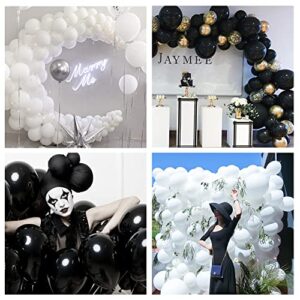 FHEKFNG White Black Balloon Garland Arch Kit,120 Pack Matte Latex Black White Balloons for Baby Shower Birthday Wedding Graduation Party Decorations Supplies