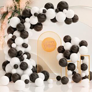 FHEKFNG White Black Balloon Garland Arch Kit,120 Pack Matte Latex Black White Balloons for Baby Shower Birthday Wedding Graduation Party Decorations Supplies