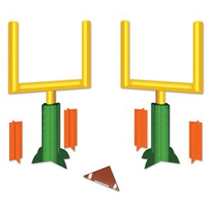 beistle 2 piece paper game day goal post centerpieces football decorations sports party supplies, 11″, green/yellow/orange/brown/white