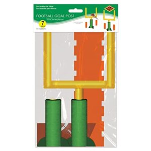 Beistle 2 Piece Paper Game Day Goal Post Centerpieces Football Decorations Sports Party Supplies, 11", Green/Yellow/Orange/Brown/White