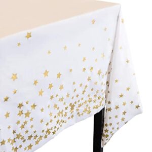 plastic gold star tablecloth i 4 pack – party table cloths disposable tablecloths for parties, birthdays, weddings i twinkle little stars tables cover i rectangle 54″ x 108″ size covers 6 ft to 8 ft