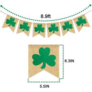 Rustic Shamrock Garland | Burlap Shamrock Garland Banner | St. Patricks Day Decorations | Burlap Clover Garland Banner | Irish Day Celebration Decor 