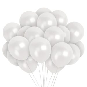 treasures gifted metallic white balloons – pearlized white balloons – globos blancos, big white balloons 12 inch – white latex balloons, large white balloons – pack of 36 balloons