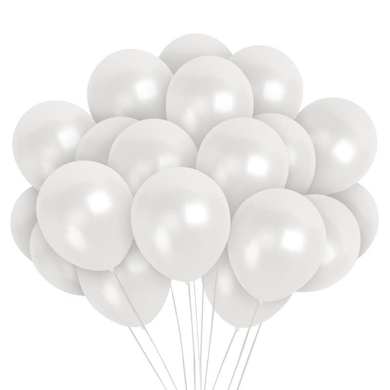 Treasures Gifted Metallic White Balloons - Pearlized White Balloons - Globos Blancos, Big White Balloons 12 Inch - White Latex Balloons, Large White Balloons - Pack of 36 Balloons