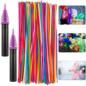 latex twisting balloons, 260 n balloons kit for balloon animals with 2 pumps, professional long balloons to make animal for birthday party clowns wedding decorations 100 pcs