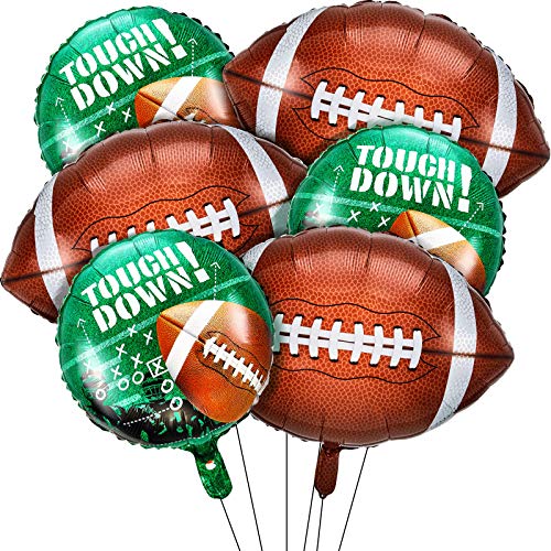 6 Pieces Football Balloons Set, 3 Pieces Football Field Balloons and 3 Pieces Football Foil Balloons for Tailgate Game Day Football Theme Supplies Birthday Party Decorations