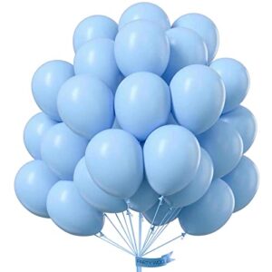 partywoo blue balloons 50 pcs 12 inch light blue balloons, latex balloons, party balloons, helium balloons for baby shower, birthday party decorations, wedding decorations, anniversary