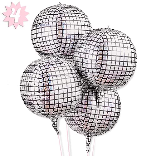 xo, Fetti Disco Ball Foil Balloons - 4 pk, 22" | Bachelorette Party Decorations, Last Disco, Birthday Party,